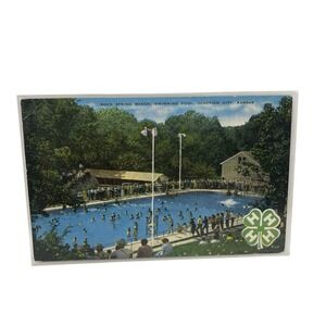 Rock Spring Ranch Swimming Pool Junction City‎ Kansas Vintage Natural Postcard